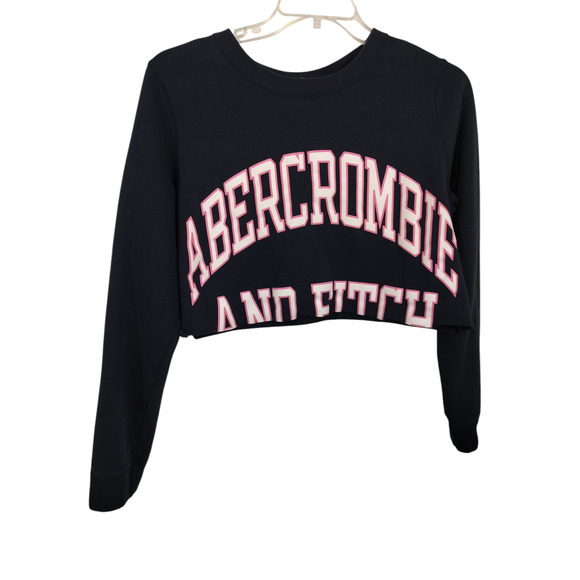 3419) Abercrombie & Fitch Navy  Crop Crewneck Sweater Size XL - Picture 2 of 6